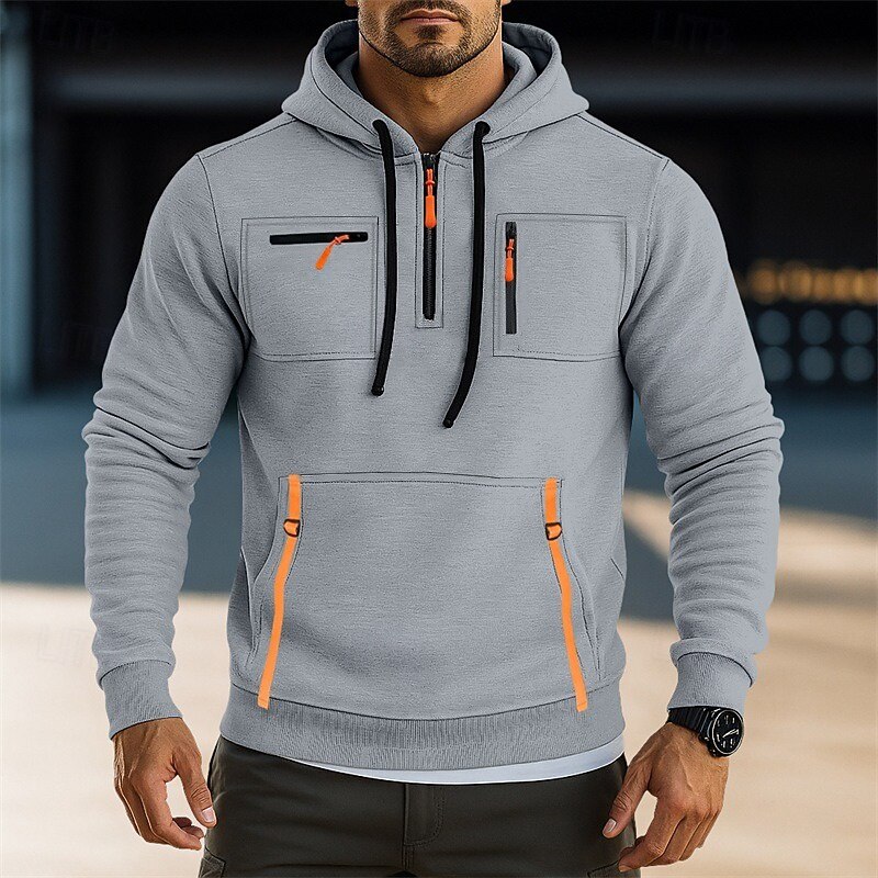 Men's Hoodie Full Zip Hoodie Fleece Hoodie Tactical Hoodie Black Army Green Navy Blue Khaki Light Grey Hooded Plain Zipper Pocket Sports & Outdoor Casual Daily Streetwear Cool Sportswear Fall & Winter