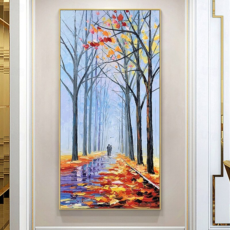 Mintura Handmade Textured Tree Landscape Oil Paintings On Canvas Wall Art Decoration Modern Abstract Picture For Home Decor Rolled Frameless Unstretched Painting
