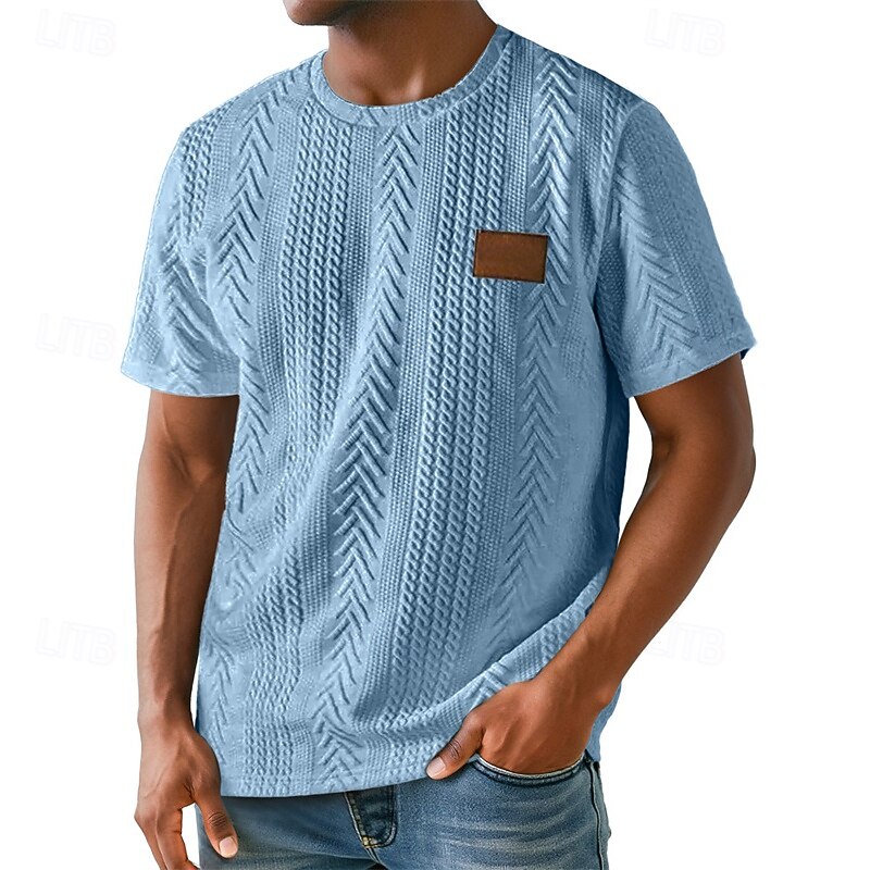 Men's T Shirt Tee Short Sleeve Shirt Tee Top Short Sleeve Crew Neck Summer Plain Fashion Designer Basic Jacquard Vacation Street Going out Black White Red Top Tee for Men2