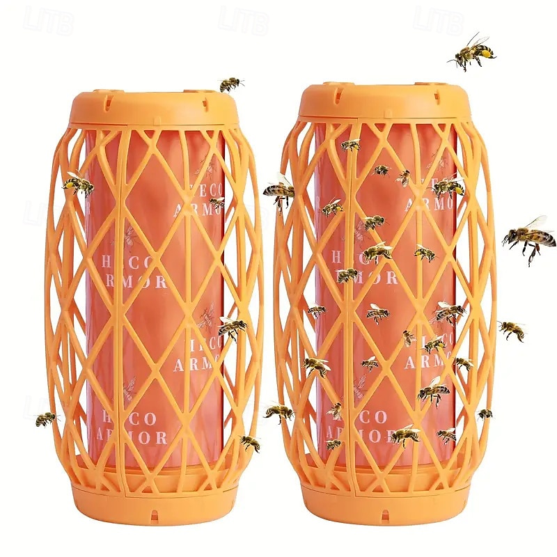 Outdoor Hanging Hornet Trap Bee Trap Orange Jacket Trap Bee Catcher Trap Sticky Insect Deterrent Killer Set 2-piece Set