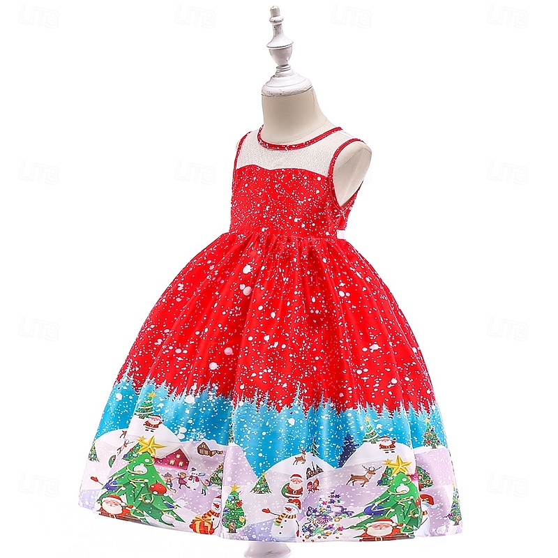 Kids Girls' Party Dress Graphic Sleeveless Short Sleeve Special Occasion Halloween Party Halloween Custome Sweet Polyester Summer Spring Fall kids Multicolor Red3