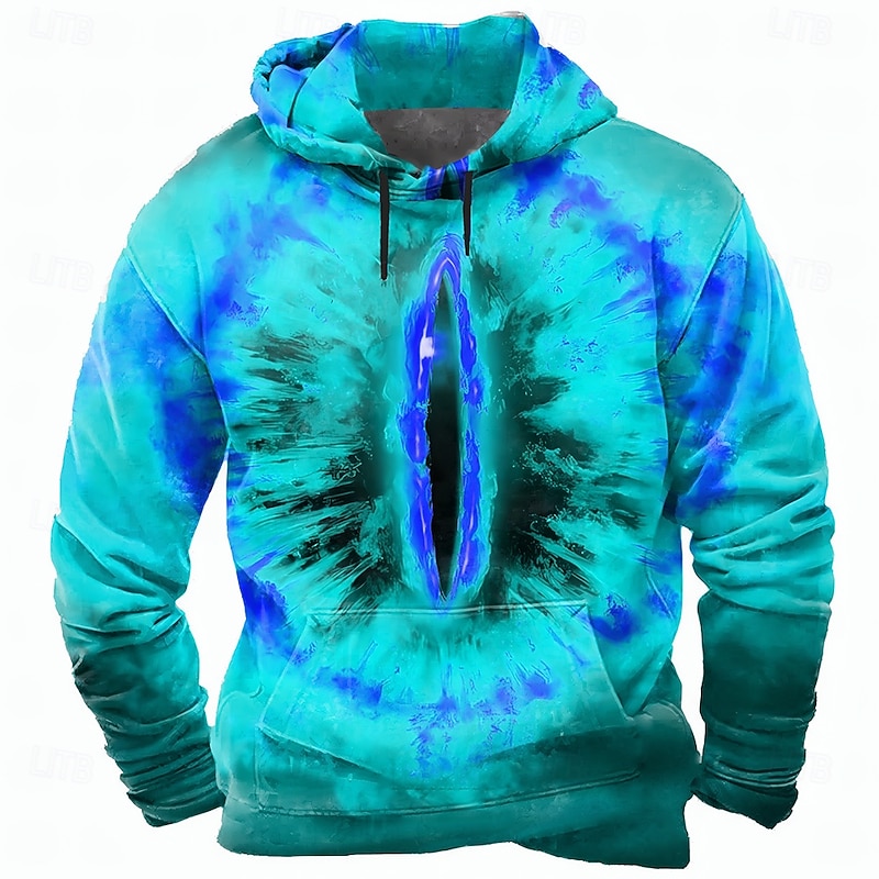 Halloween Men's 3D Eye Hoodie Sweatshirt Punk Exaggerated Crew Neck Club Streetwear Red Blue Drawstring Fall Winter Designer2