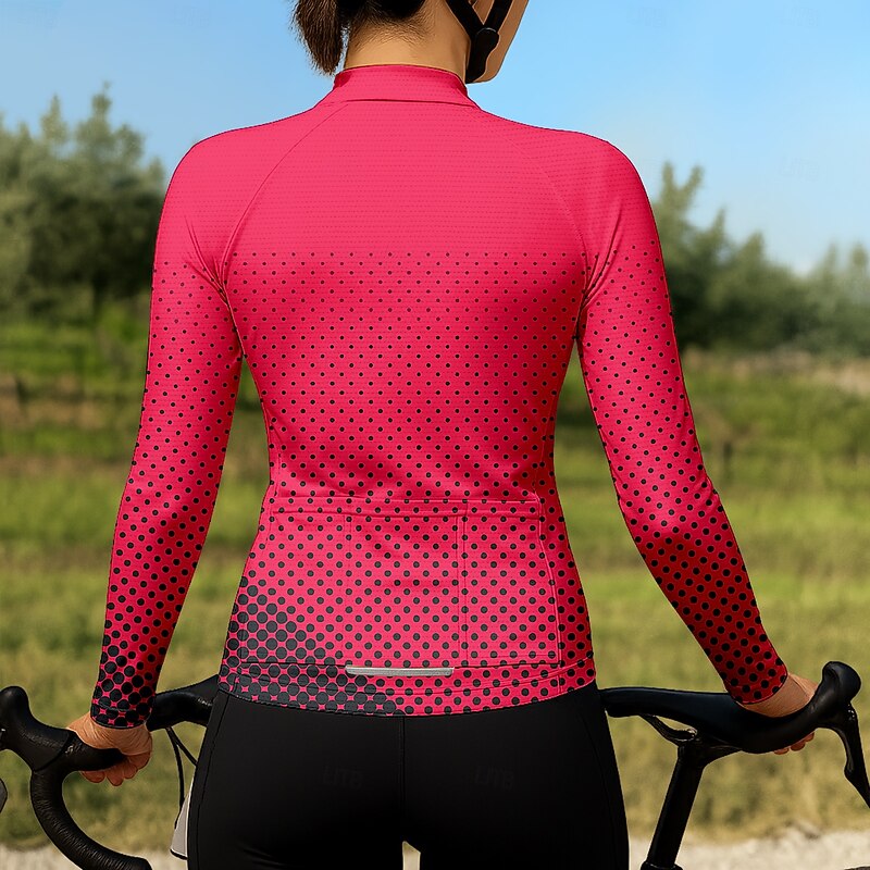 Women's Tops Cycling Jersey Gradient Polka Dot Long Sleeve Bike Jacket Jersey Top with 3 Rear Pockets Sun Sun Protection Sunscreen Quick Dry Sports Blue Clothing Apparel2