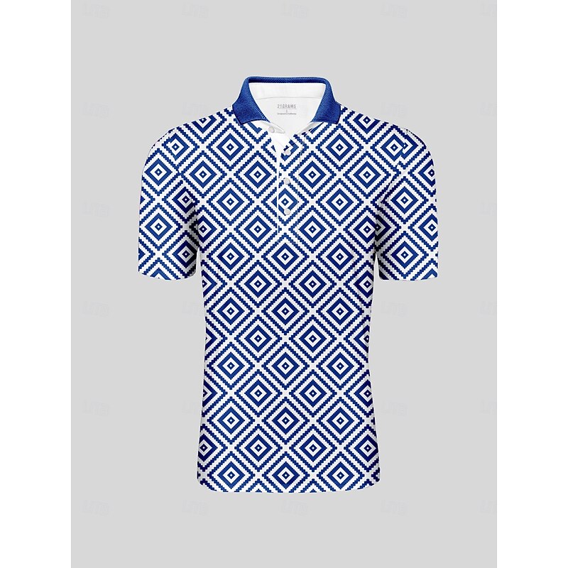 Men's Golf Polo Shirt Dark Blue Short Sleeve Top Golf Attire Clothes Outfits Wear Apparel