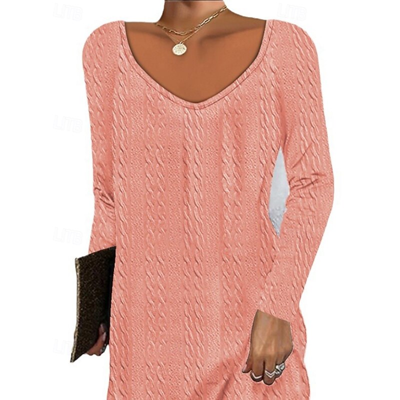 Women's Mini Dress Casual Dress Classic Modern Outdoor Vacation Holiday Regular Fit Plain Long Sleeve V Neck Pink Blue Fall