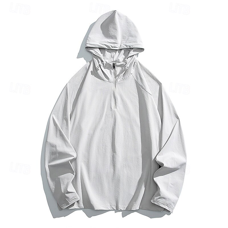 Men's Hiking top Long Sleeve Hooded Top Outdoor UV Sun Protection Quick Dry Sweat wicking Polyester Black Green Grey Tennis Traveling Running2