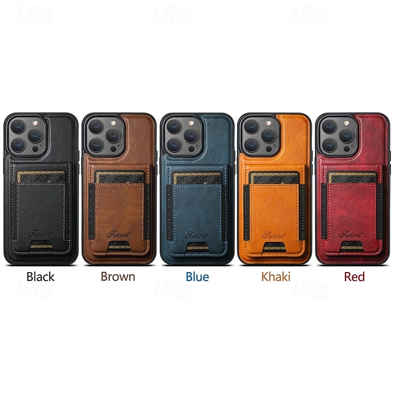 Phone Case For iPhone 17 Pro Max 17 Air 16 Pro Max Plus 16 15 14 Pro Max Plus 16e 13 Pro Max Back Cover Magnetic Support Wireless Charging Kickstand Retro TPU PU Leather