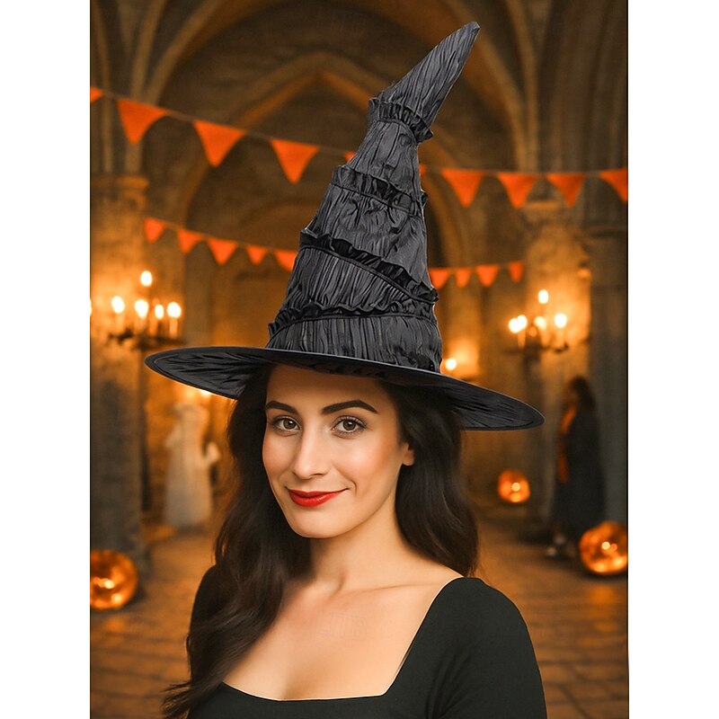 Women's Halloween Witch Hat – Classic Black Pointed Wizard Hat for Costume Party, Cosplay and Festive Dress Up3