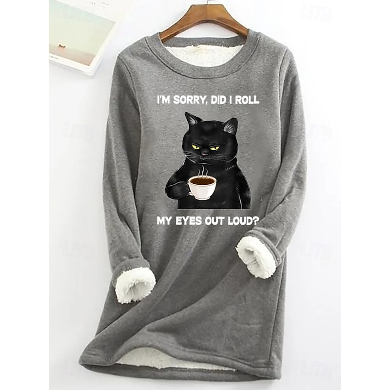Women's Pullover Sweatshirt Animal Letter Casual Comfrt Long Sleeve Crew Neck Round Neck Regular Tops Street Dailywear Casual Print Pink Red Blue Gray Fall Winter2