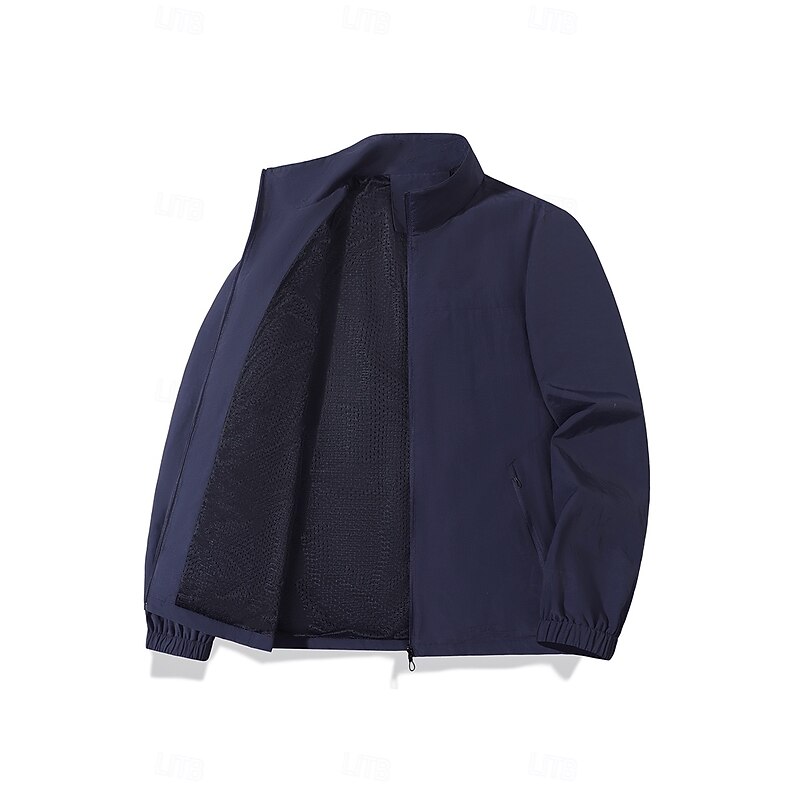 Men's Jacket Casual Jacket Outdoor Vacation Warm Zipper Pocket Fall Winter Plain Fashion Streetwear Standing Collar Regular Black Khaki Army Green Dark Blue Gray Jacket4