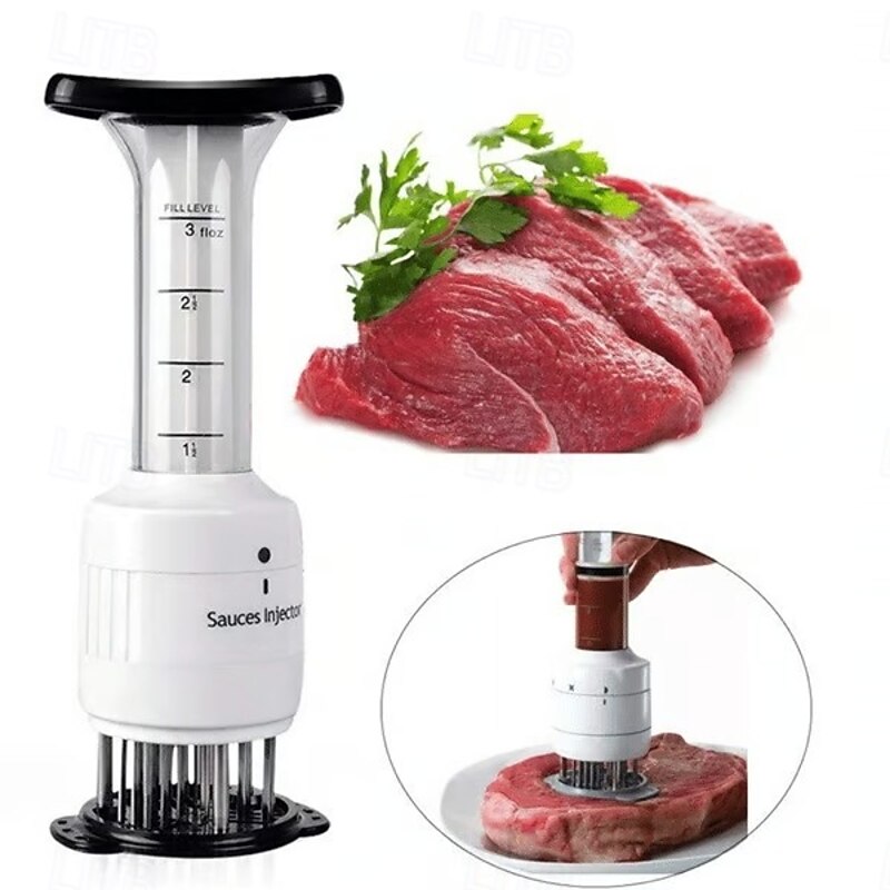 Stainless Steel Marinade Meat Injector Kitchen Tool Steak Needle Tenderizer Chicken Breast BBQ Accessory Cooking Syringe Flavor Infuser Juicy Roasts Barbecue Grilling Essentials4