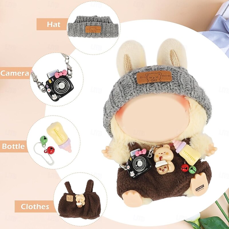 Doll Clothes for labubu 17cm/15cm Dolls Outfit Set  Luxury Chic Style High-End Fashion Suitable Accessories (No Doll)4
