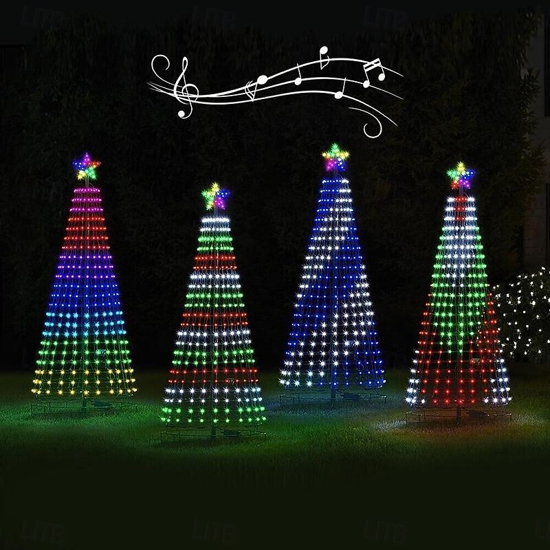 Multicolor LED Animated Outdoor/Indoor Christmas Lightshow, LED Light Show Cone Christmas Tree Christmas, LED String Lights, Yard Decoration2