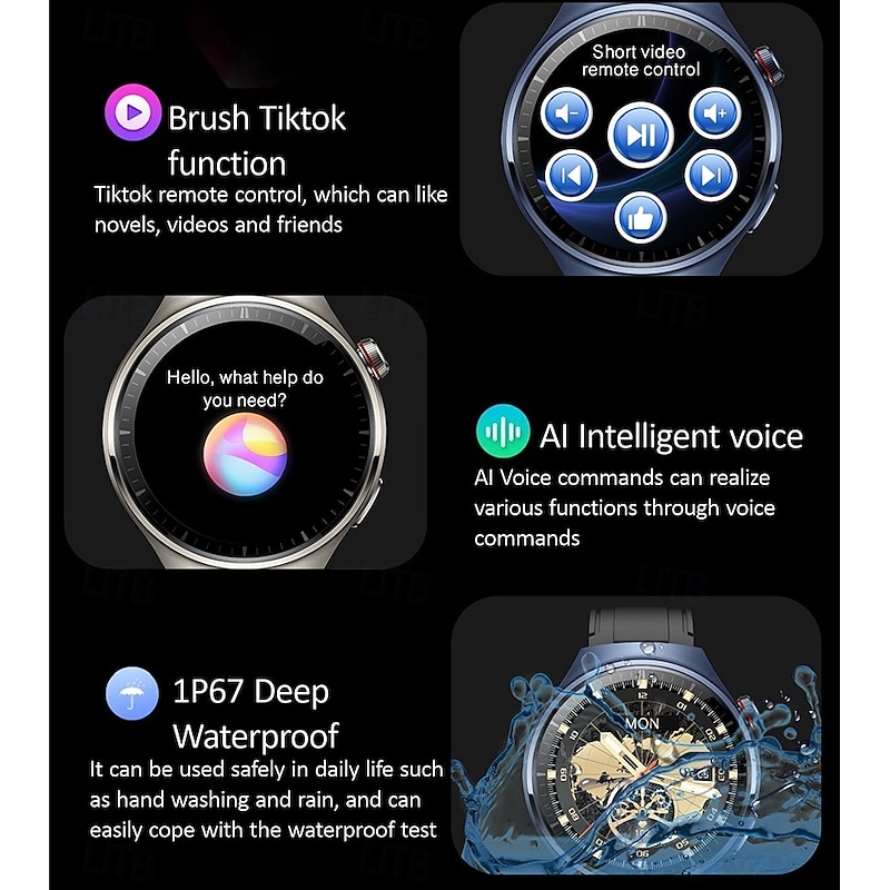 HK8 HERO Smart Watch 1.52 inch Smartwatch Fitness Running Watch Bluetooth Pedometer Call Reminder Fitness Tracker Compatible with Android iOS Women Men Long Standby Hands-Free Calls Waterproof IP 672