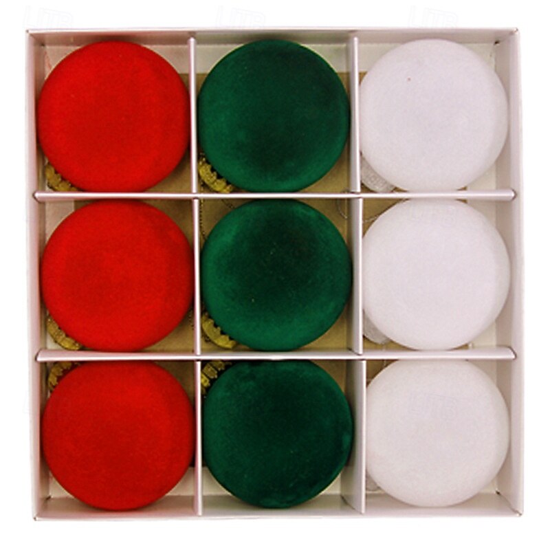 9 Pcs Christmas Tree Balls Baubles Ornaments 8cm Xmas Decorations PET Round Flannel Balls Gift Box Set For Holiday Party Scene Layout Christmas Tree Hanging Decoration Accessories3