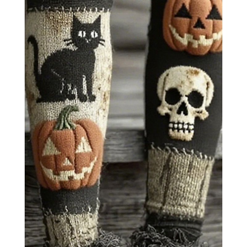 Women's Pants Trousers Leggings Cozy Leggings Streetwear Casual Full Length High WaistPantsHalloween Pumpkin Elastic Waist Print Breathability Comfortable Stretchy Vacation Street Daily Wear Orange3