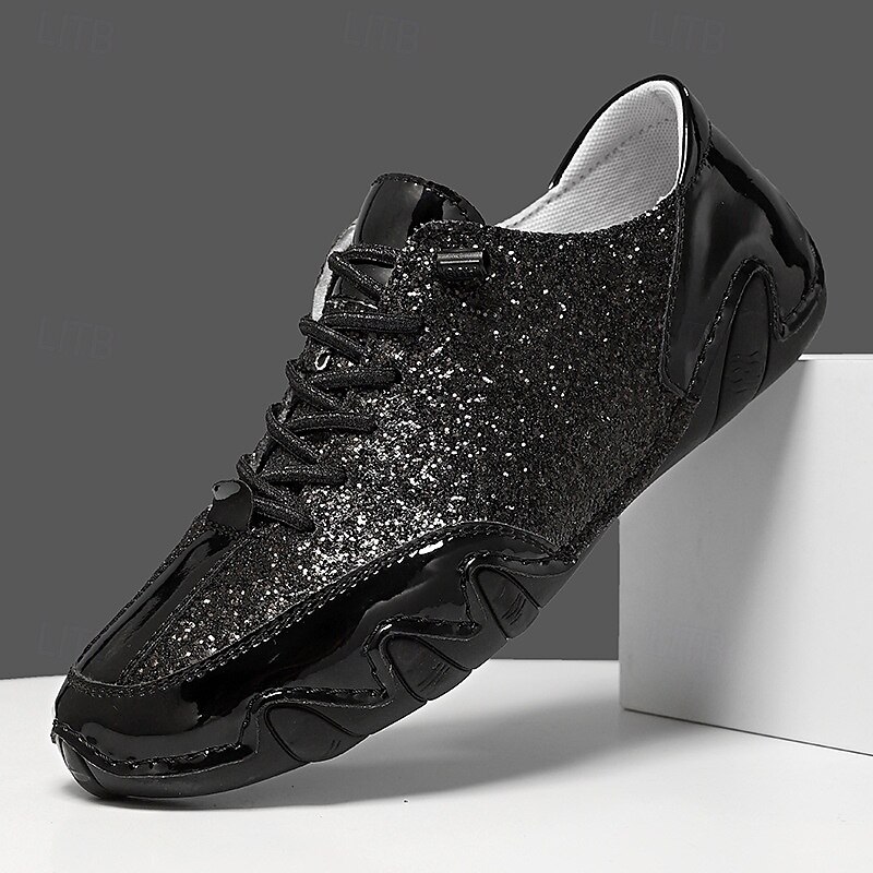 Men's Gold Glitter Sneakers – Fashion Shiny Casual Shoes for Parties, Clubbing and Stage Performance3