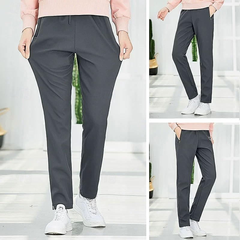 Women's Cargo Pants Slacks Fashion Plus velvet Full Length Natural Plain Drawstring Thermal Warm Windproof Comfortable Street Holiday Daily Wear Black ash-colored Winter Regular Fit3