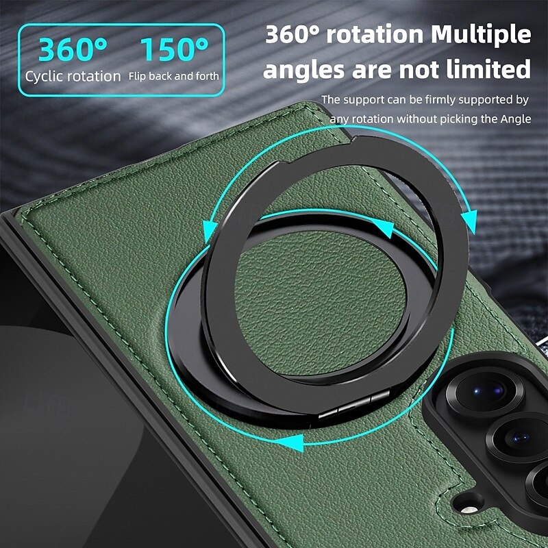 Phone Case For Samsung Galaxy Z Fold 7 Z Fold 6 Z Fold 5 Z Fold 4 Back Cover Magnetic Kickstand Shockproof Retro TPU PU Leather2