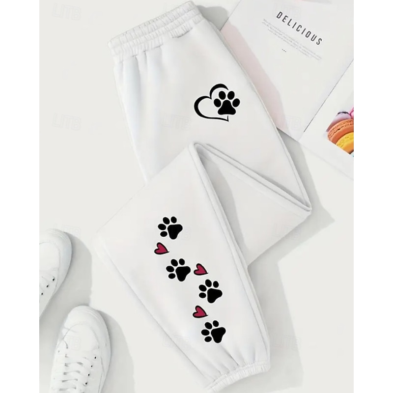 Women's Joggers Slacks Straight Streetwear Casual Full Length Natural Floral Elastic Waist Printing Soft Street Holiday Daily Wear Black White Pink Army Green Fall Regular Fit