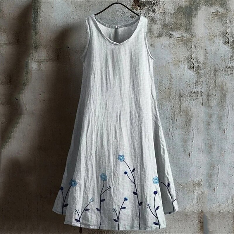 Women's Midi Dress Casual Dress Summer Dress Fashion Modern Daily Beach Weekend Regular Fit Flower Sleeveless V Neck Yellow Red Blue Brown Summer Spring2