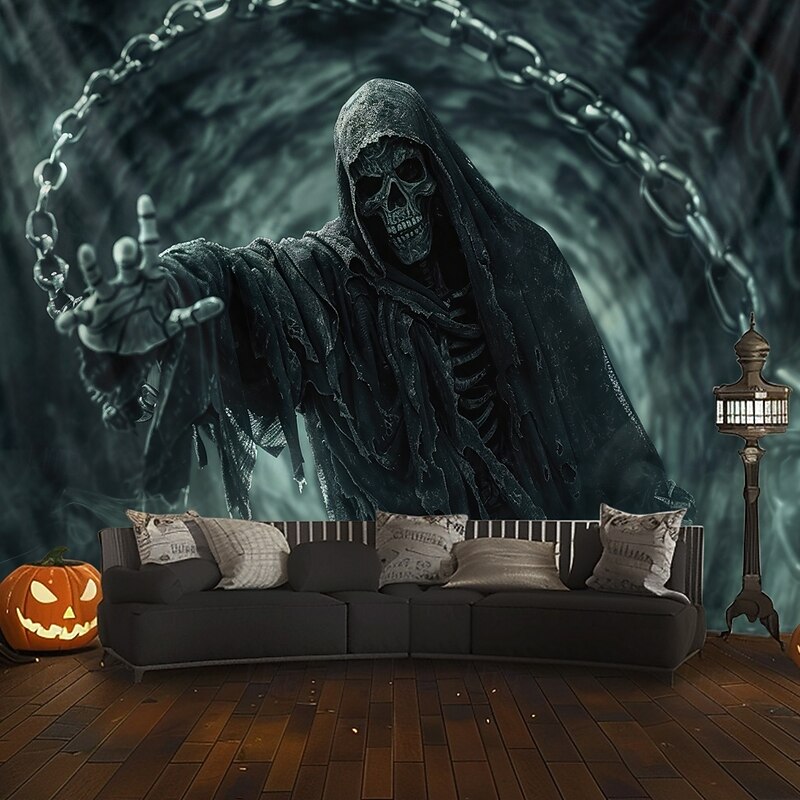 Halloween Tapestry Banners Blanket Grim Reaper 3D Dark Punk Gothic Style Party Dorm Shooting Backgrounds Home Decor3