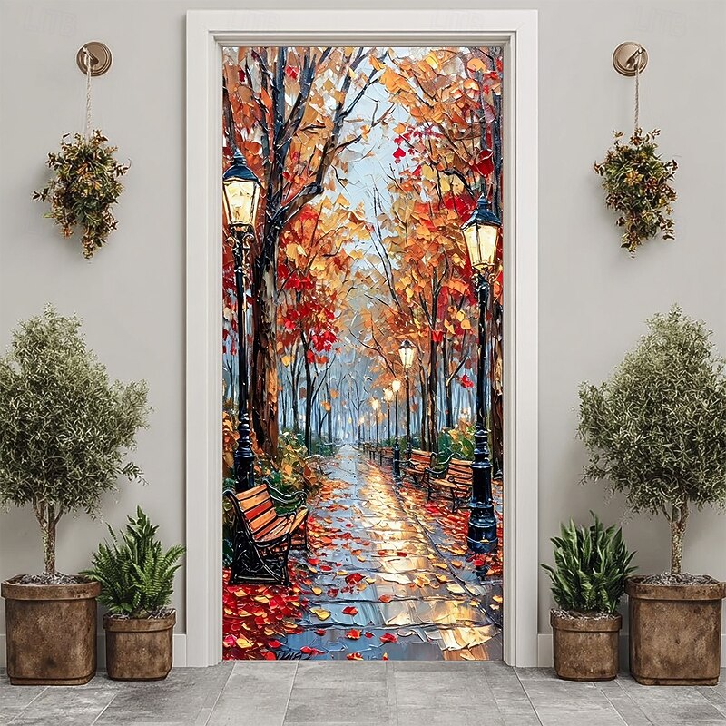 Door Cover Outdoor Banners Forest 3D Aesthetic Bedroom Living Room Front Door Home Decor2