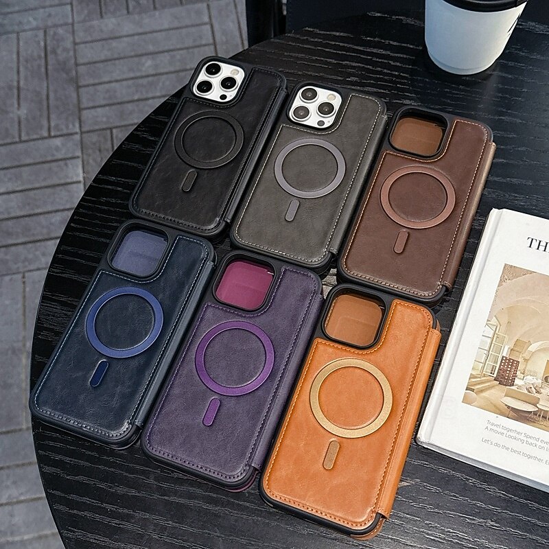 Phone Case For iPhone 17 Pro Max 17 Air 16 15 14 Pro Max Plus 16e 13 Pro Max Back Cover Magnetic Shockproof Retro TPU PU Leather
