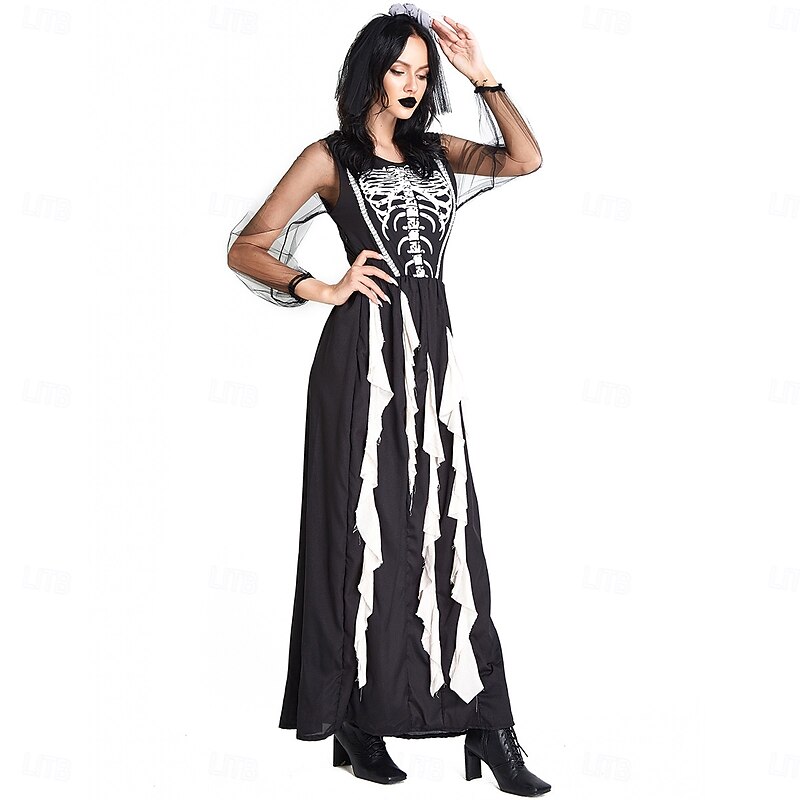 Skeleton Skull Ghostly Bride Devil Halloween Cosplay Costume Party Costume Masquerade Outfits Cosplay Adults' Women's Masquerade Mardi Gras Performance Party Halloween Easy Halloween Costumes Dress Up2