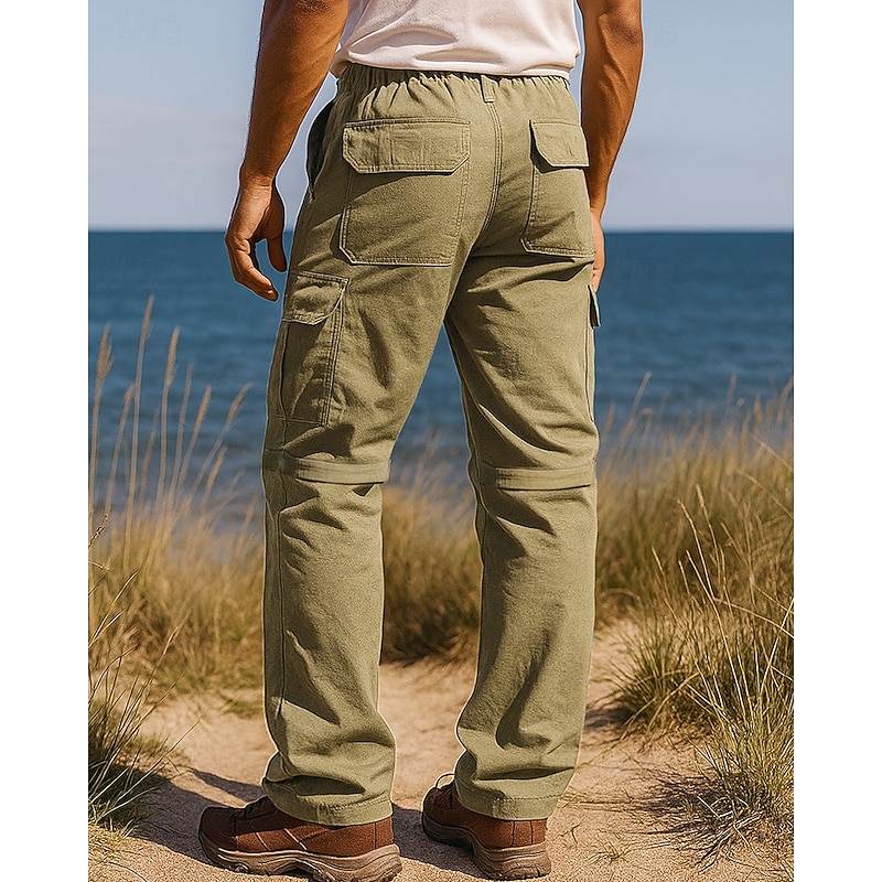 Men's Convertible Zip Off Pants Hiking Pants Trousers Softshell Pants Outdoor Regular Fit Waterproof Windproof Bottoms Pocket Elastic Waist Black Army Green Camping / Hiking Running S M L XL XXL3