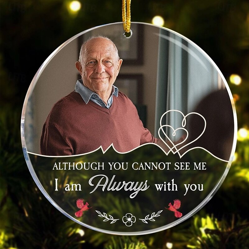 Personalized Christmas Photo Ornaments Custom Memorial I'm Always With You Acrylic 2D Decor Christmas Tree Xmas Decoration Hanging Pendant Gifts4