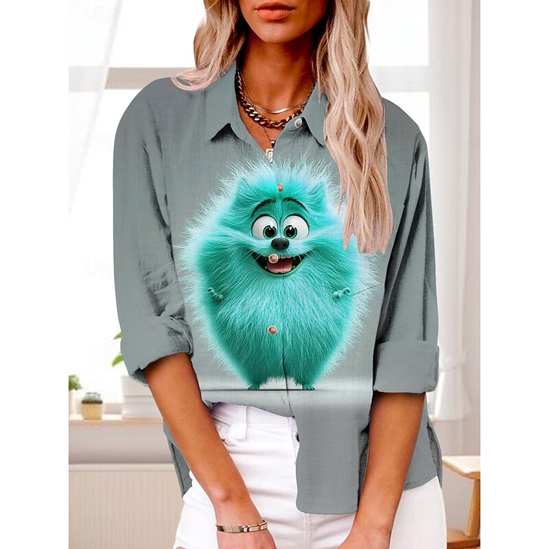 Women's Shirt Graphic Active Daily Stylish Long Sleeve Shirt Collar Regular Tops Daily Holiday Buttons Print Yellow Red Blue Purple Light Blue Summer Spring Fall2