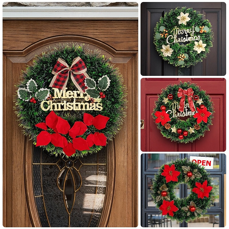 Christmas Floral Wreath Door Hanging Home Holiday Decoration Festive Christmas Garland Perfect Seasonal Wall and Door Ornament for Holiday Celebration