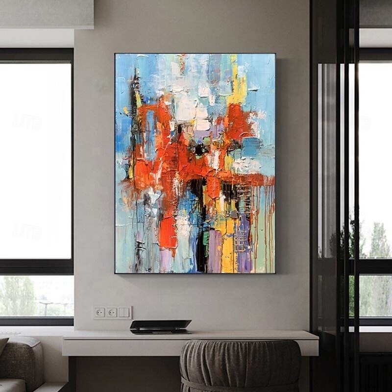 Handmade Knife Color Block Oil Painting on Canvas Abstract Texture Decorative Posters Large Wall Art Picture Modern Home Decor Living Room Office Gift2