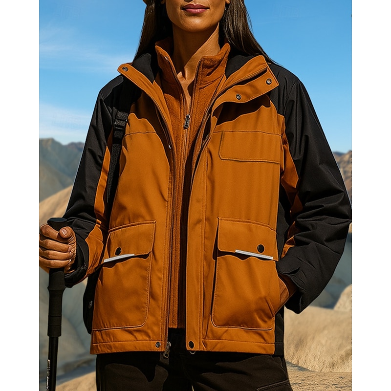 Women's Windbreaker Softshell Jacket Hiking Jacket 3 in 1 Jacket Winter Outdoor Patchwork Waterproof Windproof Top White Purple Khaki Coffee4