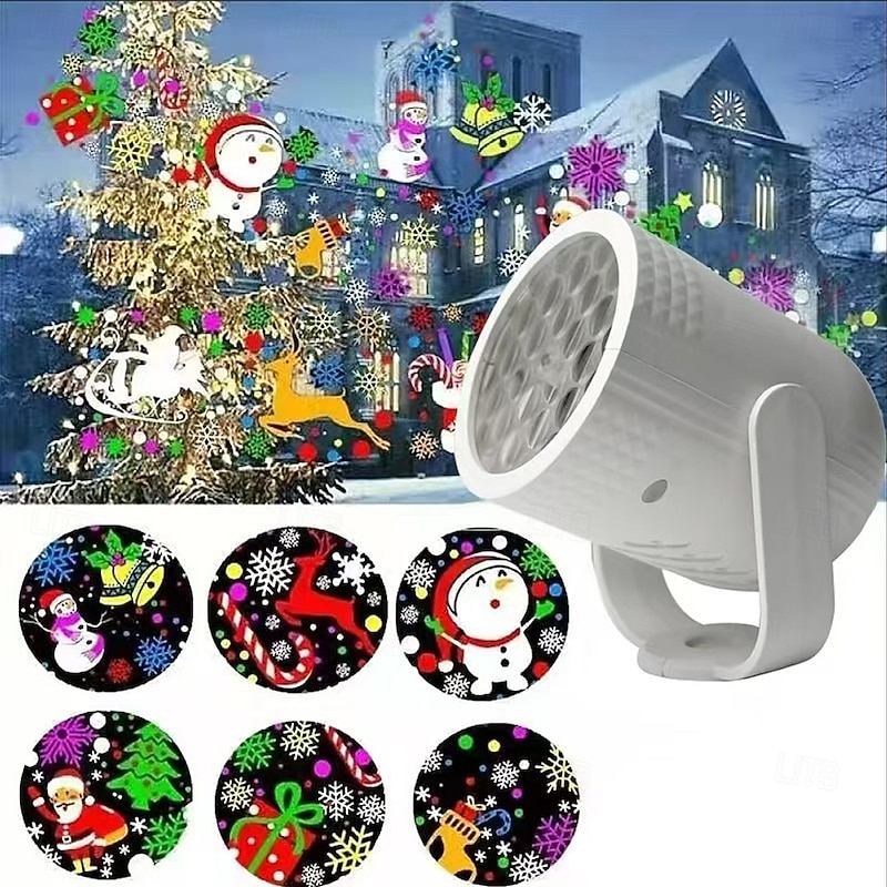 Christmas Holiday Light USB Christmas Snowflake Halloween 16 Pattern Decoration