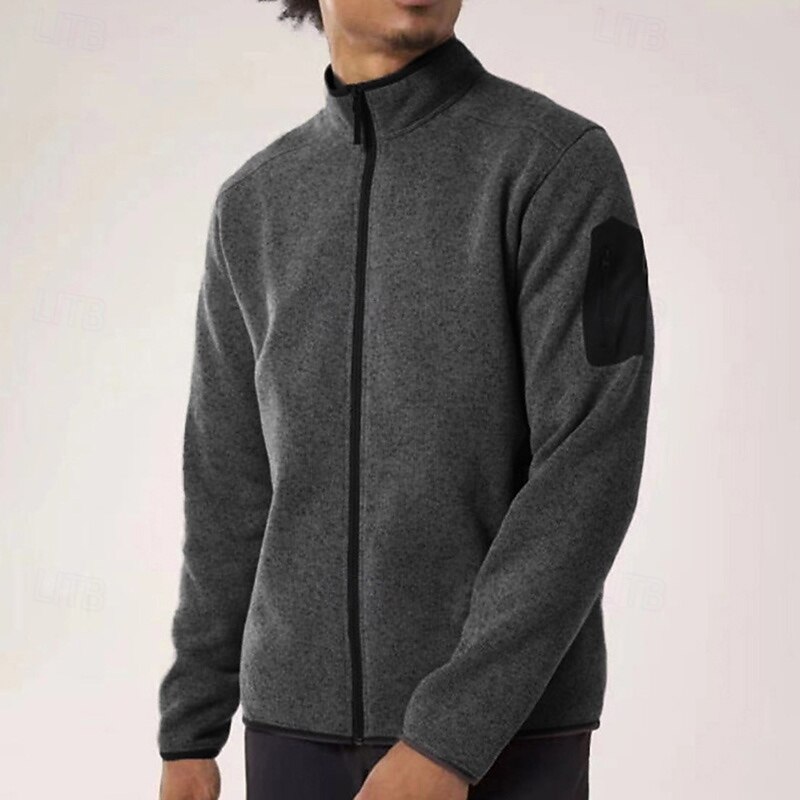 Men's Fleece Jacket Thermal Jacket Winter Outdoor Thermal Warm Top Blue Light Grey Green Grey4