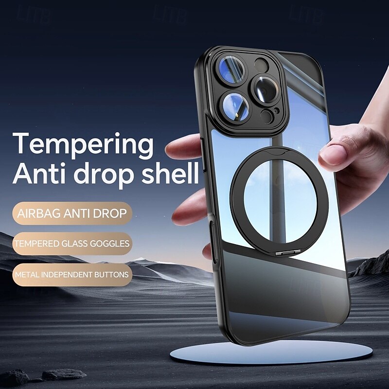 Phone Case For iPhone 17 Pro Max 17 Air 16 15 14 Pro Max 13 Pro Max Back Cover Magnetic Kickstand Shockproof Armor TPU3