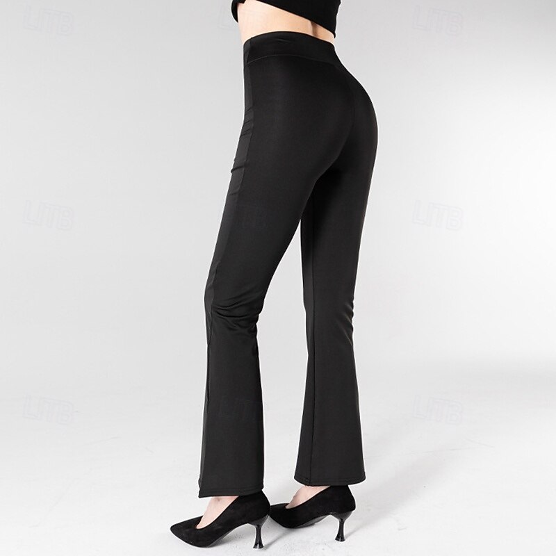 Women's Flared Pants Casual Pants Tummy Control High Waist Athletic Pilates Running Bottoms Solid Color Black Fall Sports Activewear2