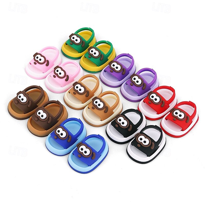 1 Pair Doll Shoes for 17cm Doll Cute Mini Shoes Accessories for 17cm Dolls Sitting Standing Series Silicone Doll Rain Shoes(No Doll)2
