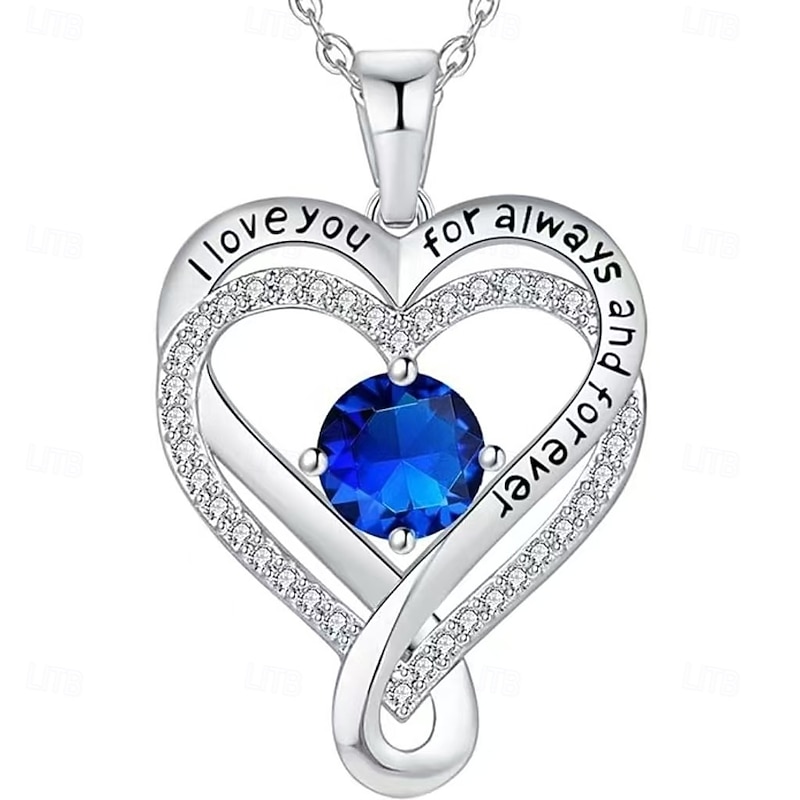 Personalized Birthstone Heart Necklace for Her Genuine 925 Sterling Silver Jewelry Gift for Women, Anniversary, Birthday, Valentines Day4