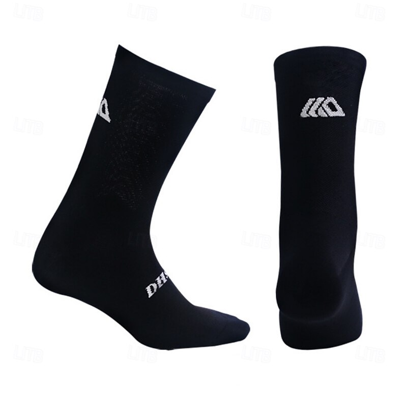 Socks Cycling Socks Bike Socks Sports Socks Athletic Socks Camping / Hiking Hiking Outdoor Exercise Bike / Cycling High Elasticity Comfortable Breathable 1 Pair Letter & Number Nylon Spandex Black3