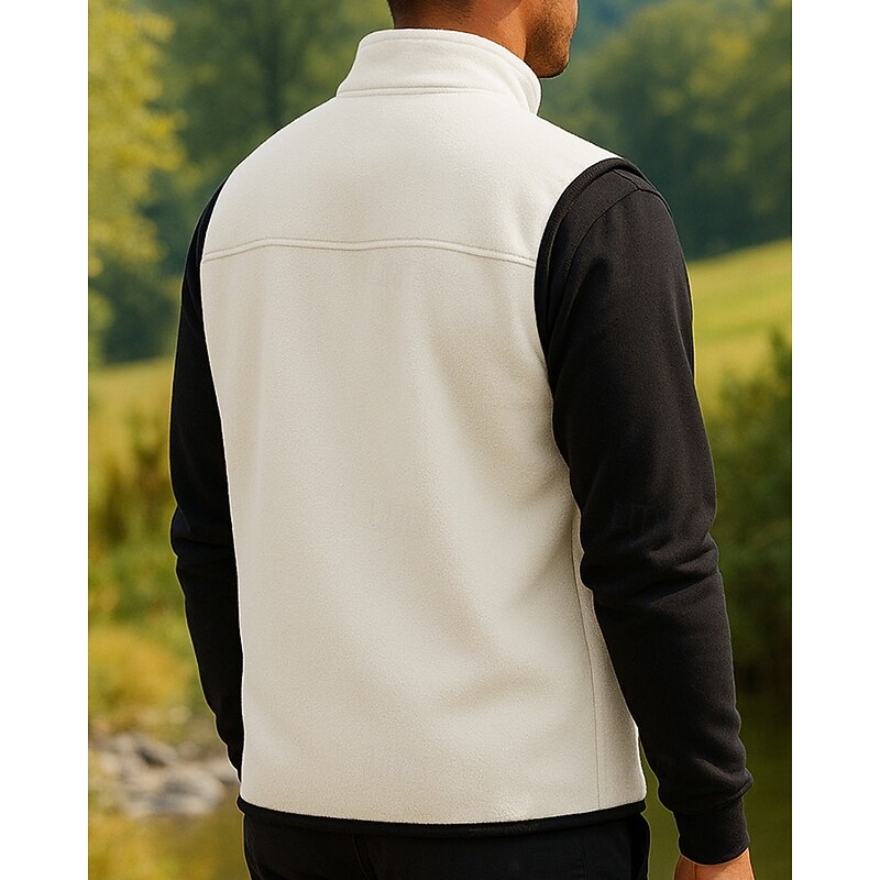 Men's Hiking Vest Fleece Vest Winter Outdoor Thermal Warm Top Black White Green Dark Blue Grey2