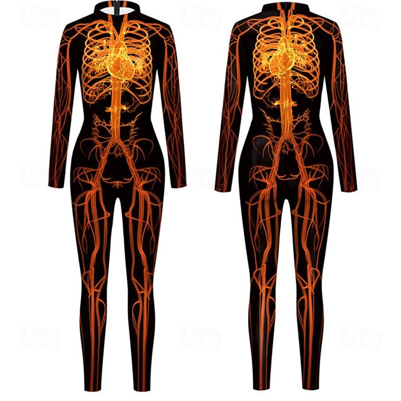 Patterned Zentai Suits Cosplay Costume Bodysuit Printing Carnival Costume Full Body Suit Men's Women's Boys' Sexy Costume Halloween 3D Skeleton Costume for Performance Party Masquerade Kid's Adults'2