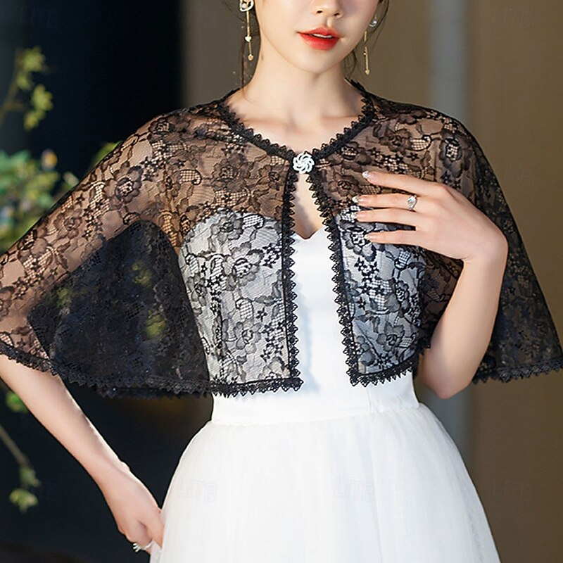 Mother's Wraps Elegant Sun Protection Short Sleeve Lace Wedding Wraps With Lace For Wedding Summer2