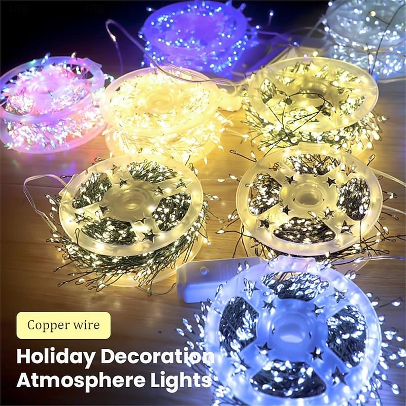 Cluster Twinkle Lights for Christmas Tree, Copper Wire Firecracker String, Atmosphere Christmas Lighting, Cascading LED for Tree2
