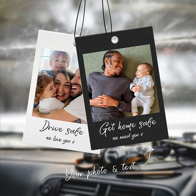 Personalized Car Photo Ornament Custom Best Christmas Gift for Dad Family Couple  Acrylic Rearview Mirror Accessory Father's Day Mother's Day Wedding