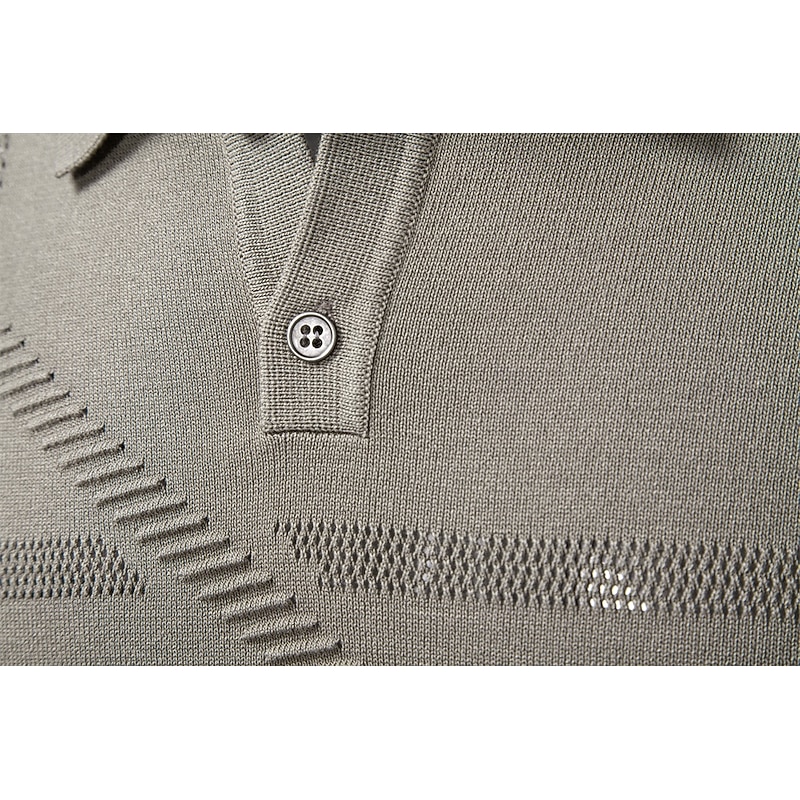 Men's Pullover Sweater Jumper Knit Regular Tops Jacquard Buttons Solid Color Polo Collar Elegant Vintage School Home Clothing Apparel Spring Fall Dark Navy Khaki S M L3
