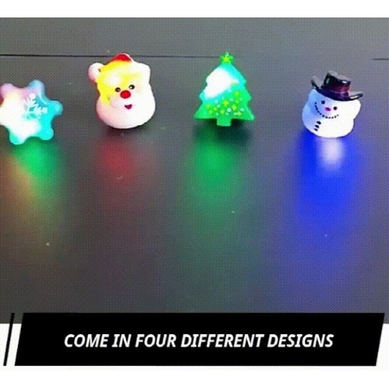 4pcs Christmas Party Finger Lights Rings, Flashing Cartoon Soft Rubber Glow Rings for Kids Adults, Reindeer LED Light Up Toy Rings for Dance Party Favors and Holiday Gifts4