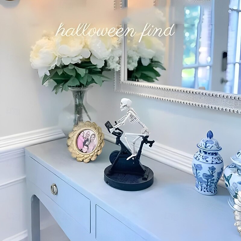 Halloween Animatronics Skeleton,Animatronic Skeleton Riding Bicycle Halloween Decoration,Funny Animatronic Skeleton On Spin Bike,Skeleton Man Holiday Themed Figurines,Skeleton Halloween Decor4